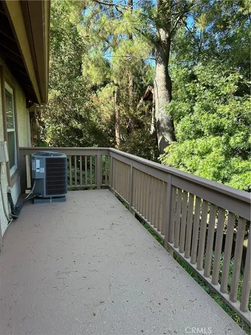 a view of a park with large trees