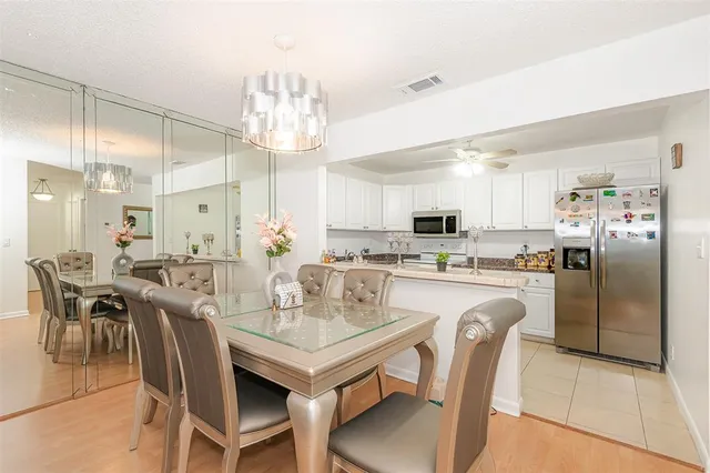a view of a dining room and livingroom view