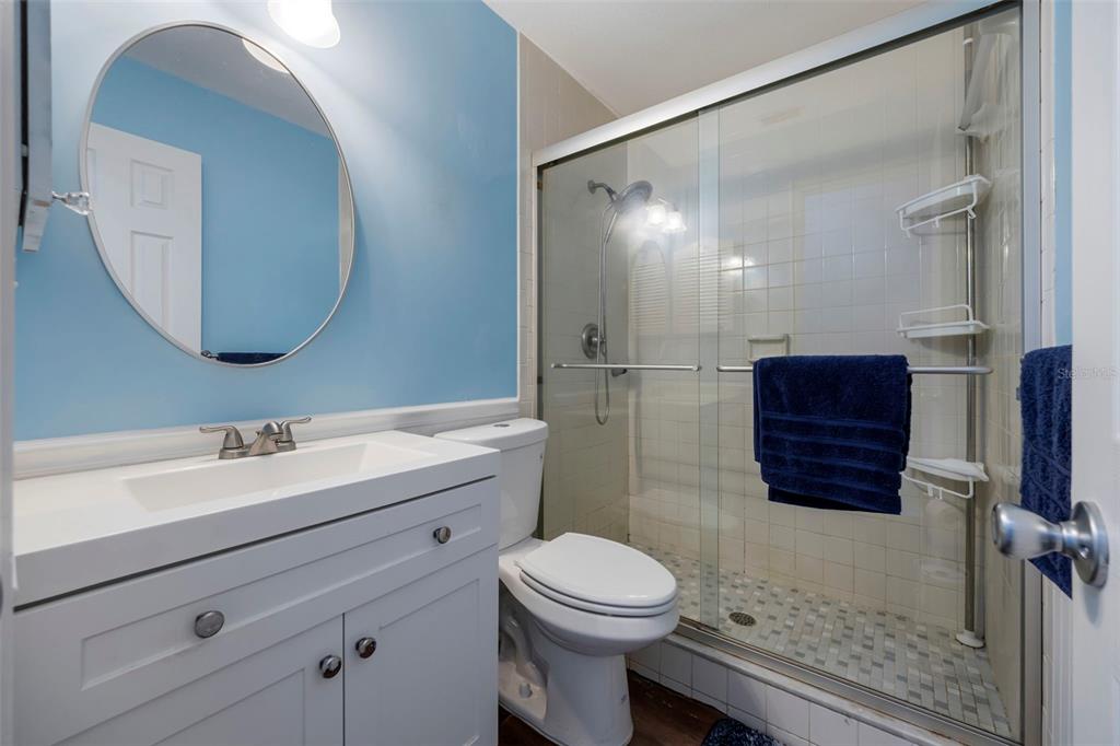 818 Eunice Drive Tarpon Springs, FL 34689 - Photo 24 of 59 a bathroom with a toilet a sink and mirror