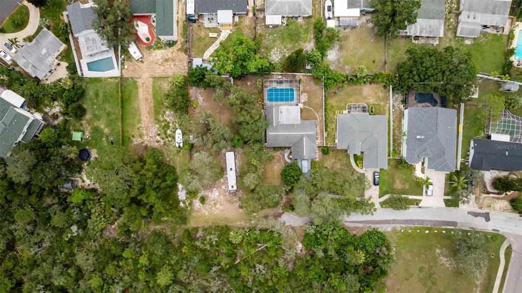 818 Eunice Drive Tarpon Springs, FL 34689 - Photo 53 of 59 an aerial view of a house with swimming pool and garden