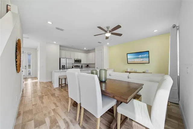 a workspace with furniture and a window