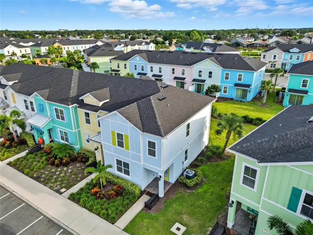 an aerial view of multiple house