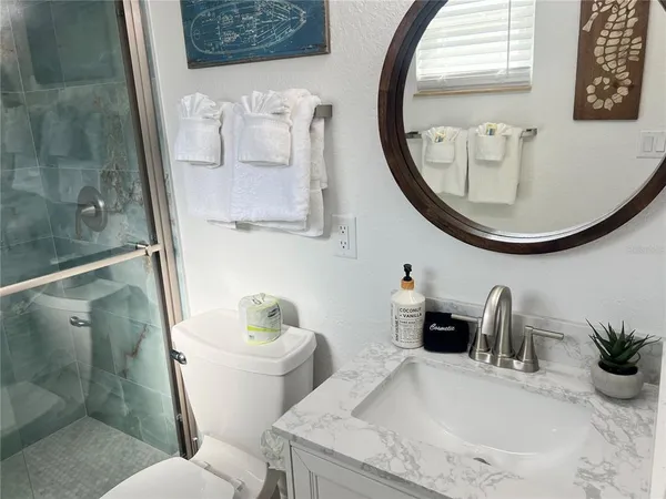 a bathroom with a toilet a sink and a mirror