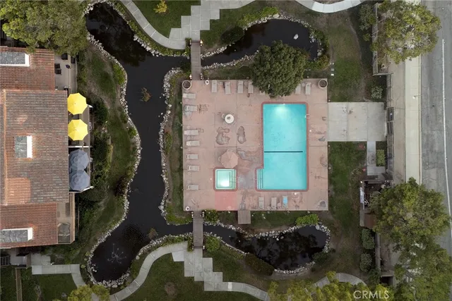 an aerial view of a house