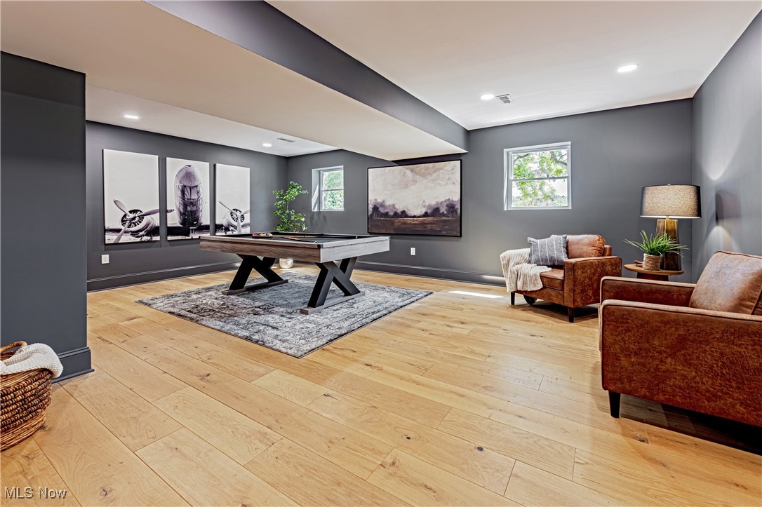 1572 Bell Road Chagrin Falls, OH 44022 - Photo 19 of 36 Game room featuring pool table and light hardwood / wood-style flooring