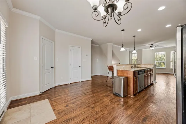 a large kitchen with a lot of counter space