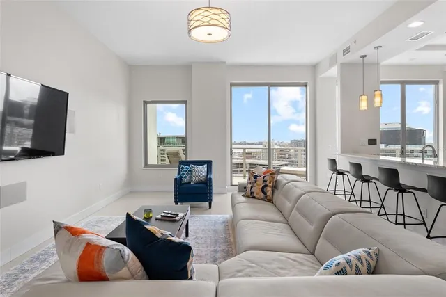 a living room with furniture