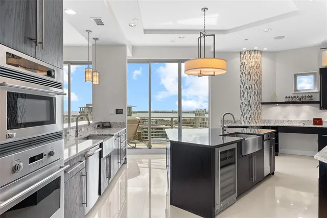 a view of a large building with a city view