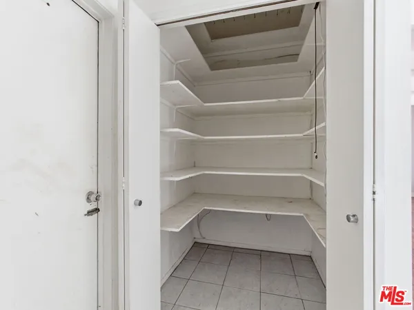 a storage room with a closet
