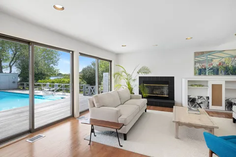 a view of a dining room and livingroom view