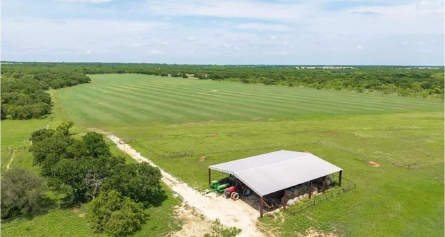 a view of a lake with a yard and large trees