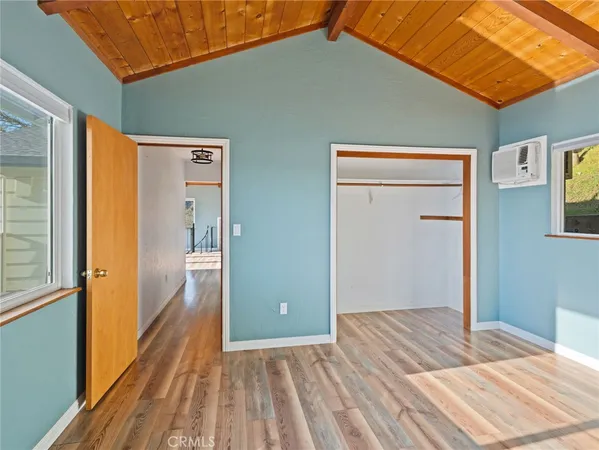a view of a bedroom from a balcony