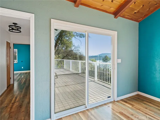 a view of a room that has a window