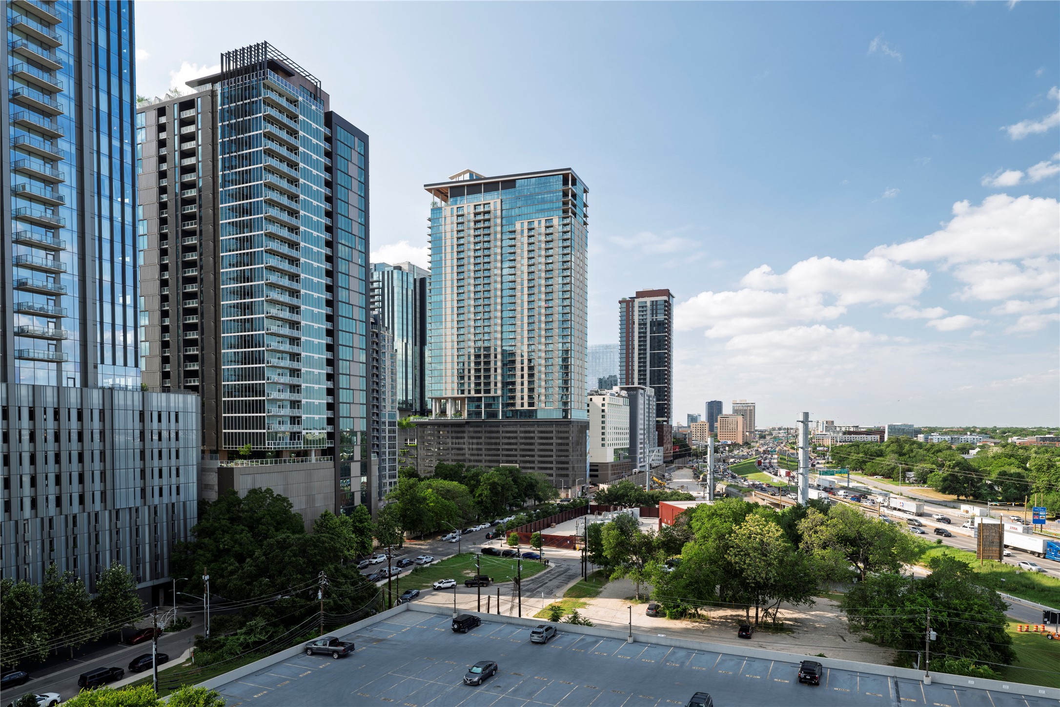 40 North Interstate Highway 35, Unit 11B2 Austin, TX 78701 - Photo 6 of 28 A high-rise cityscape provides a commanding view of the vibrant urban landscape.