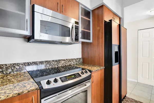 a view of a room that has a window in it