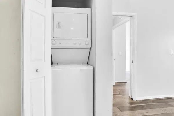 a utility room with dryer and washer