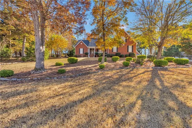 a view of a yard with a tree