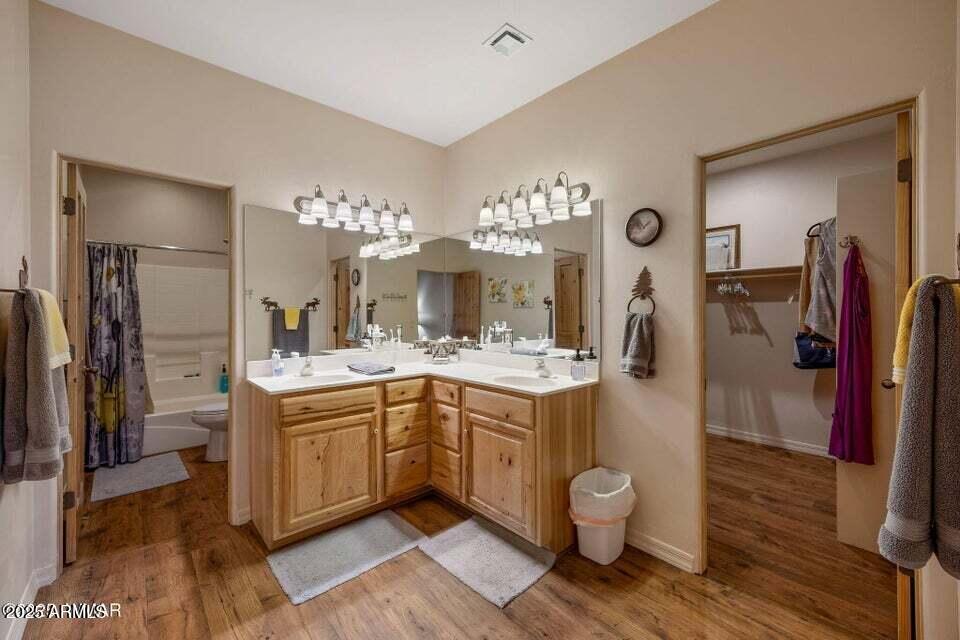 2522 Village Loop Pinetop, AZ 85935 - Photo 15 of 38 a spacious bathroom with a toilet sink and mirror