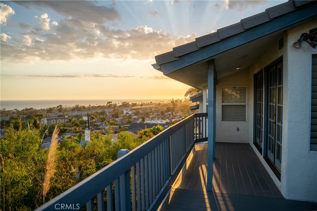a view of city and balcony