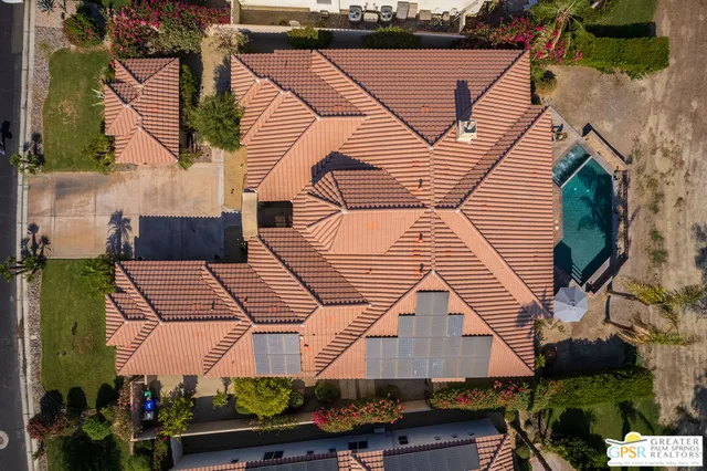an aerial view of a house
