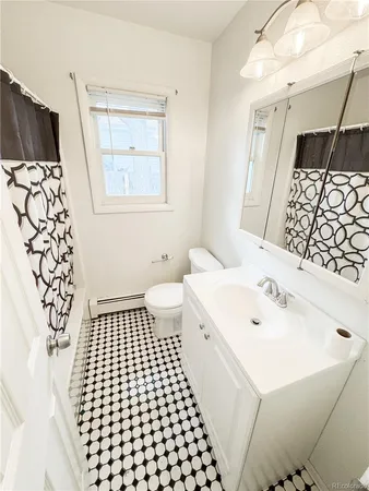 a bathroom with a sink a toilet a mirror and vanity