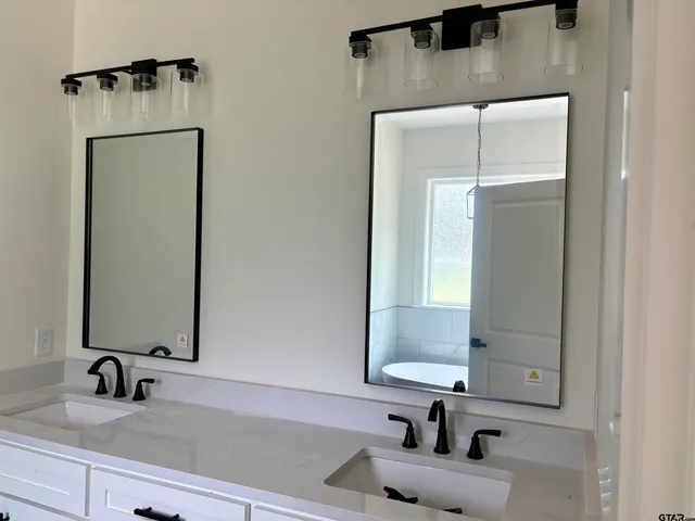 a bathroom with a bathtub