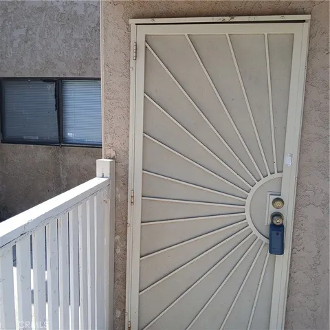 a view of a wooden door