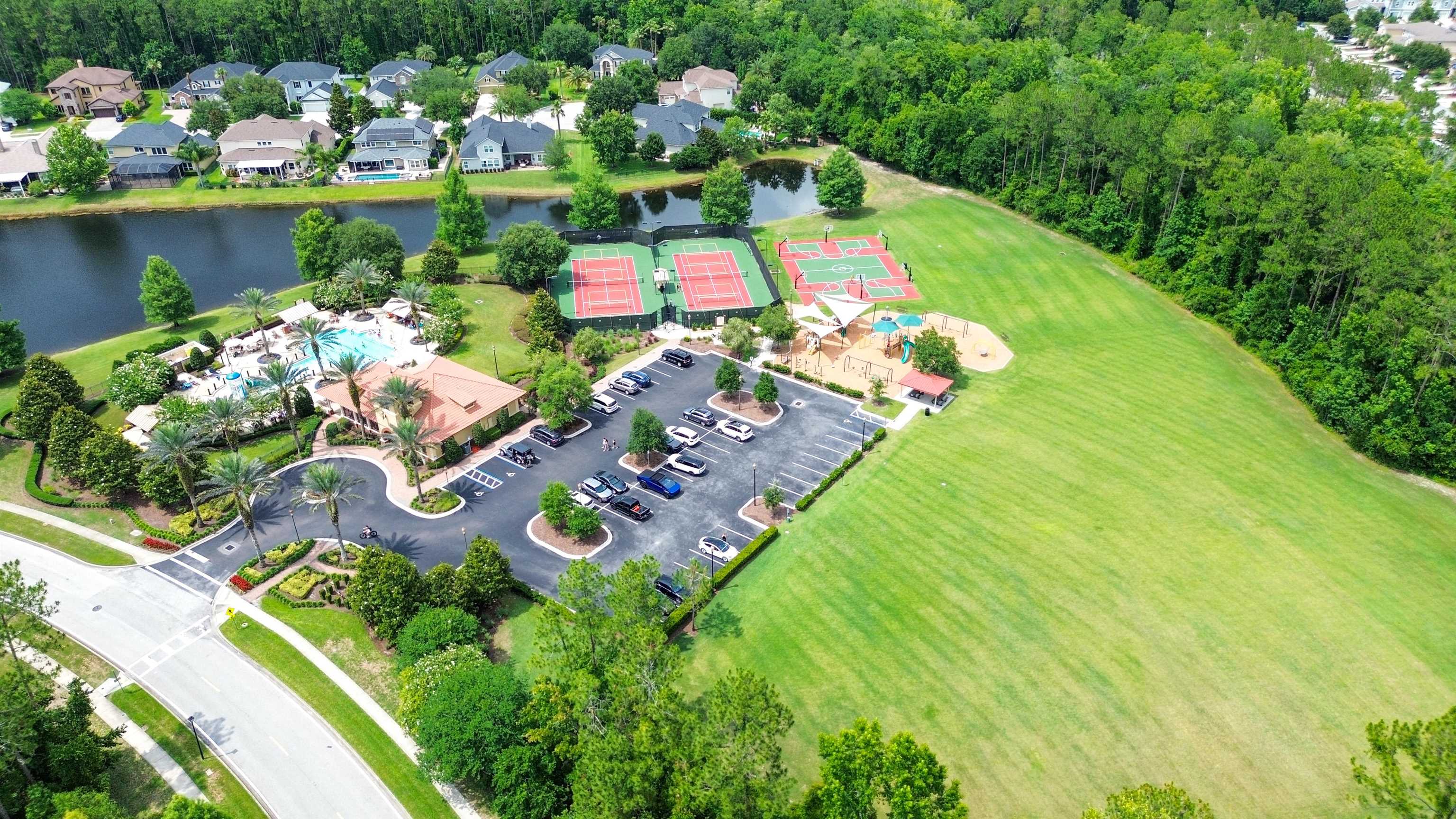 514 Heron Landing Road St. Johns, FL 32259 - Photo 46 of 48 an aerial view of a house with a swimming pool yard and outdoor seating