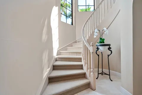 a view of a swimming pool with a garden