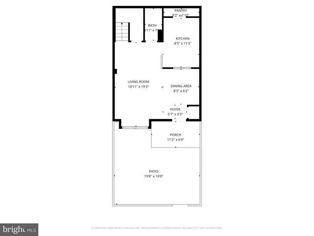 a picture of a bench in front of a door