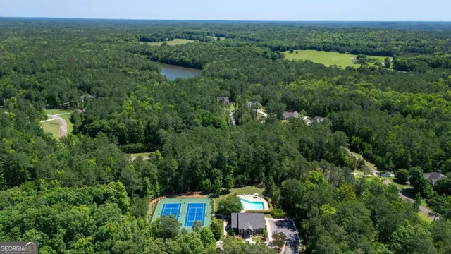 an aerial view of a house