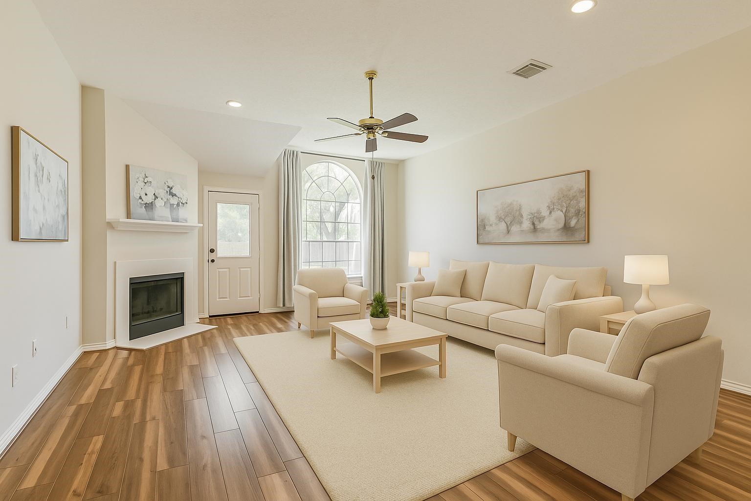 15027 Winding Black Cherry Lane Cypress, TX 77433 - Photo 3 of 37 a living room with furniture a fireplace and a chandelier