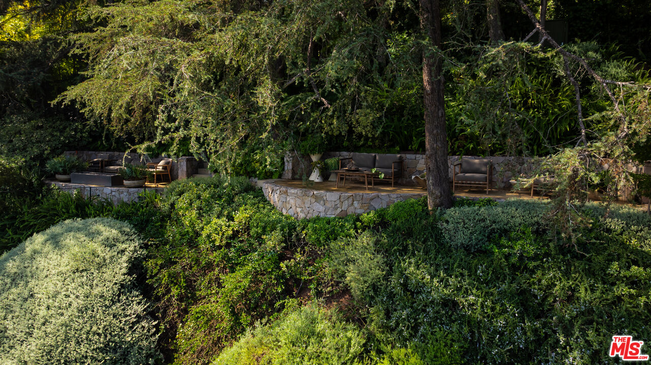664 Elkins Road Los Angeles, CA 90049 - Photo 38 of 40 a view of a backyard with plants and large trees