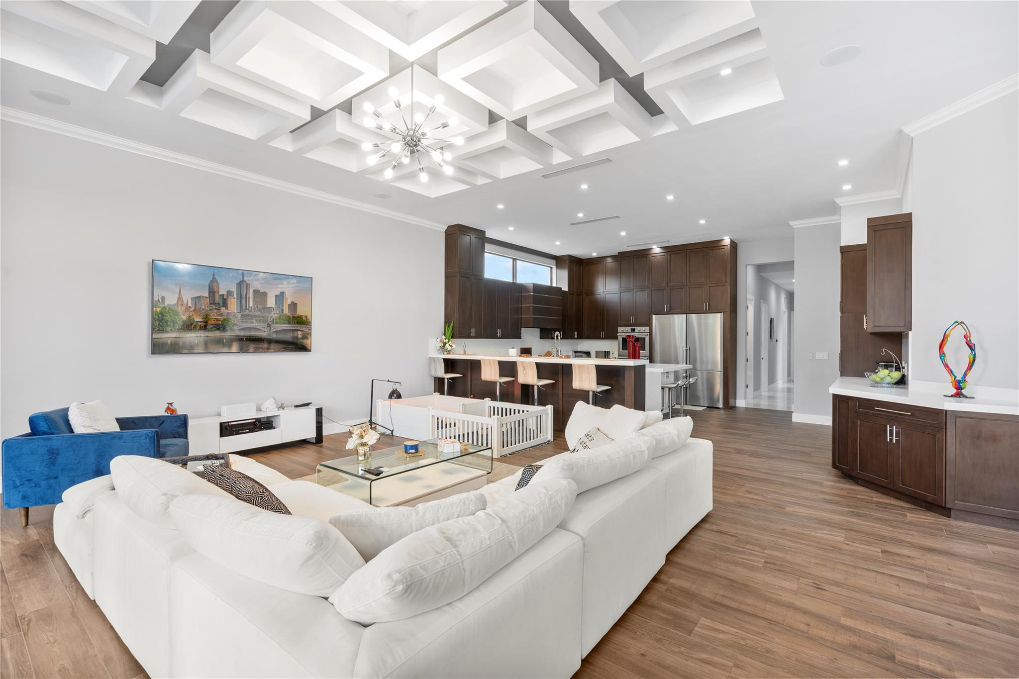 13605 Bella Ranch Lane Southwest Ranches, FL 33330 - Photo 30 of 81 a living room with furniture and a flat screen tv