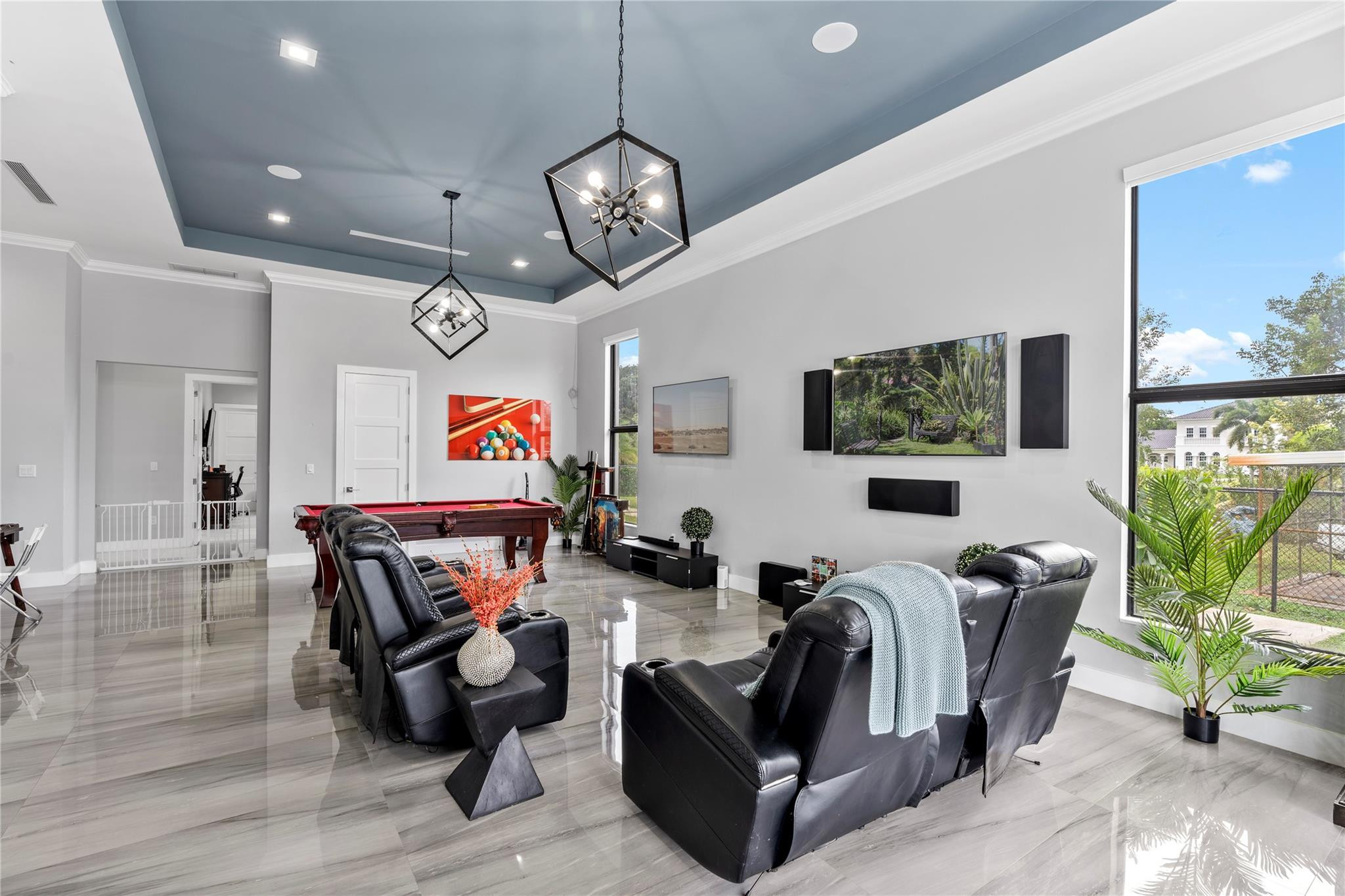 13605 Bella Ranch Lane Southwest Ranches, FL 33330 - Photo 39 of 81 a living room with fireplace furniture and a flat screen tv
