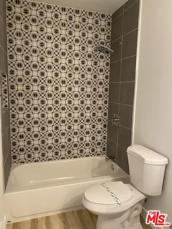 a bathroom with a toilet and a bathtub