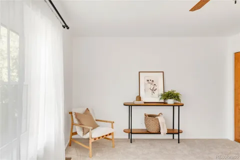 a room with a table and a chair