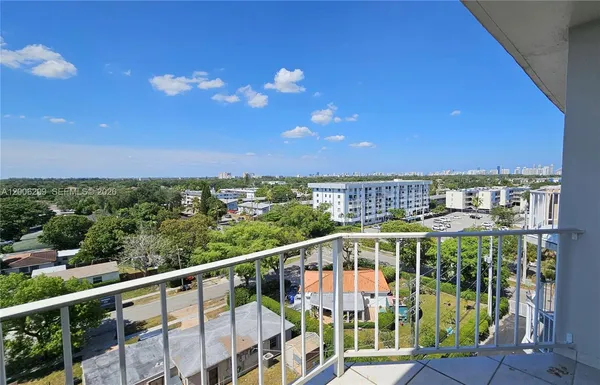a view of a city from a balcony