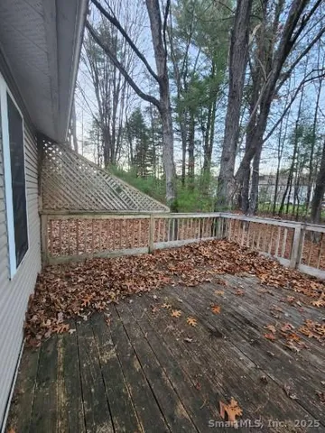 a view of a yard with trees in front of it