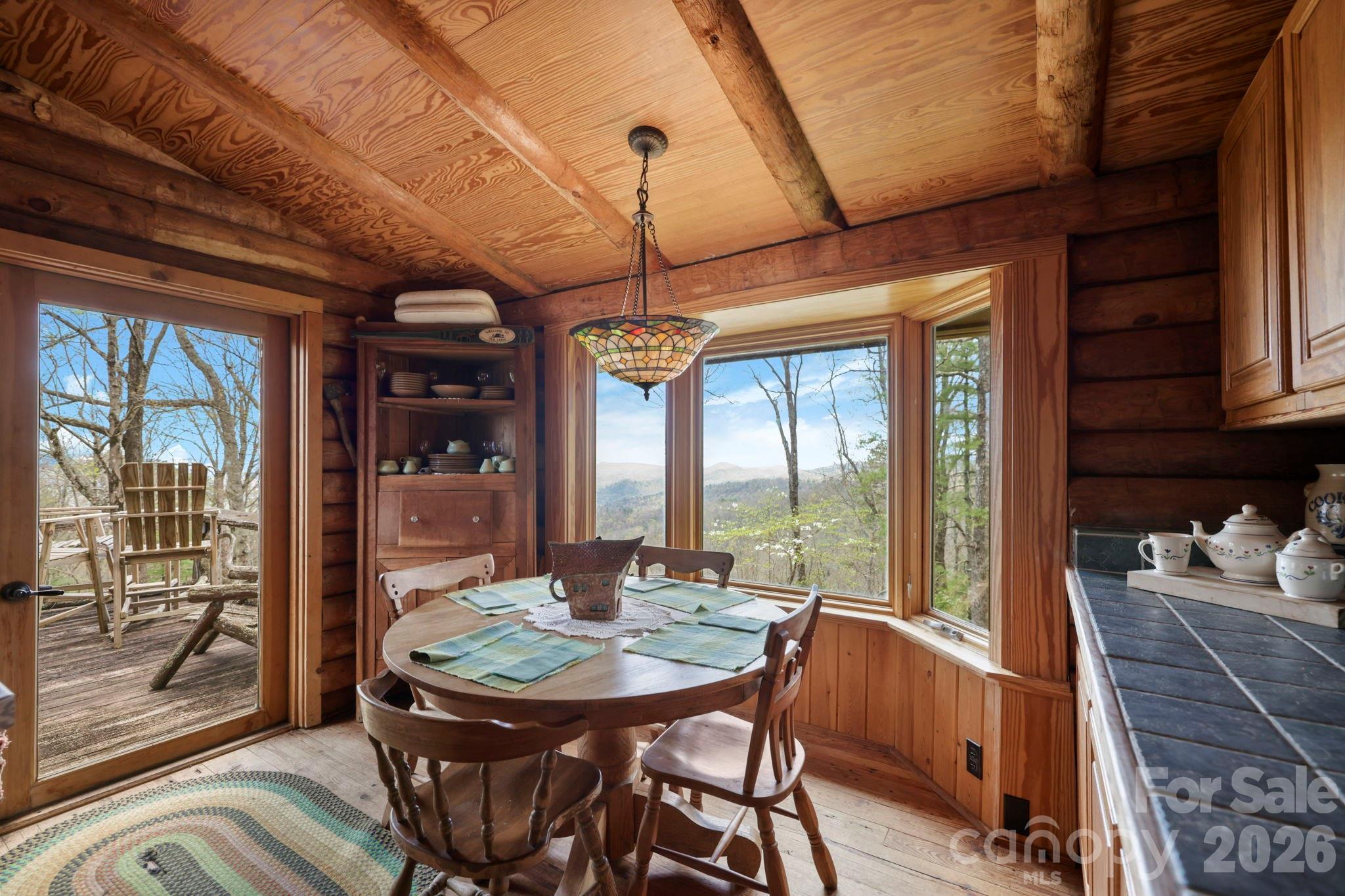 305 Stamey Creek Road Brevard, NC 28712 - Photo 13 of 32 a view of a dining room with furniture window and outside view