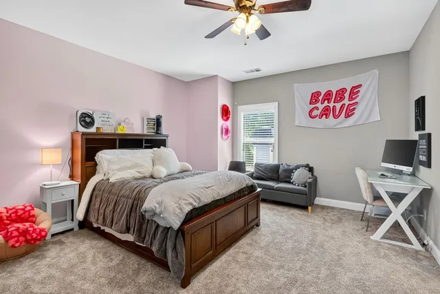 a view of a field with of trees