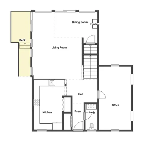 a view of a very nice looking hallway with a dining room