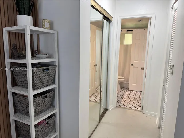 a view of an empty walk in closet