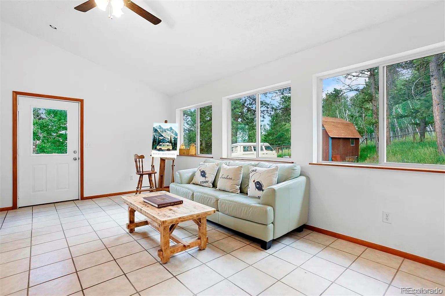 616 South Pine Drive Bailey, CO 80421 - Photo 22 of 50 a living room with furniture and a large window