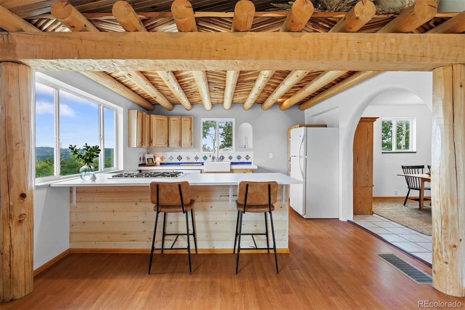 616 South Pine Drive Bailey, CO 80421 - Photo 8 of 50 a dining room with wooden floors and a rug