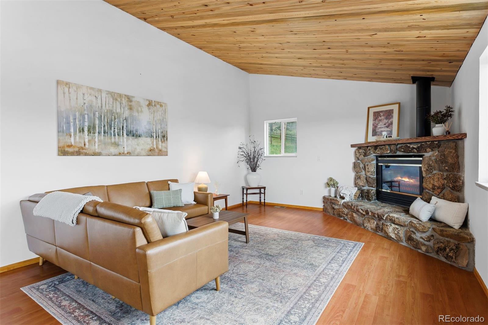 616 South Pine Drive Bailey, CO 80421 - Photo 10 of 50 a living room with furniture and a fireplace