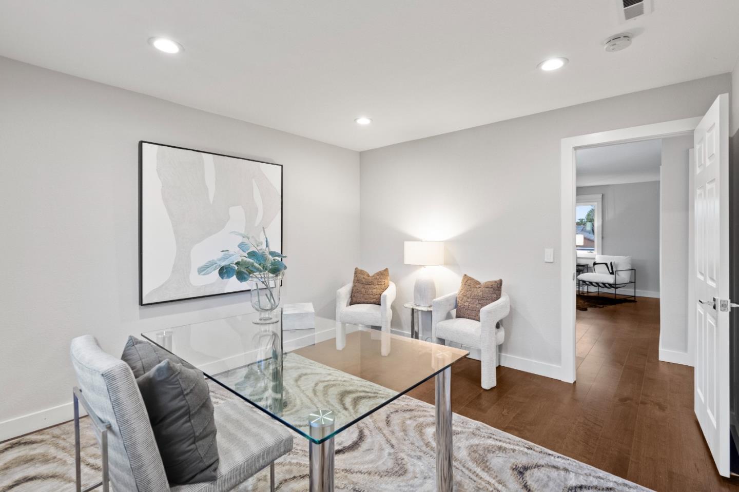 389 Bryant Avenue Mountain View, CA 94040 - Photo 41 of 61 a living room with furniture and a wooden floor