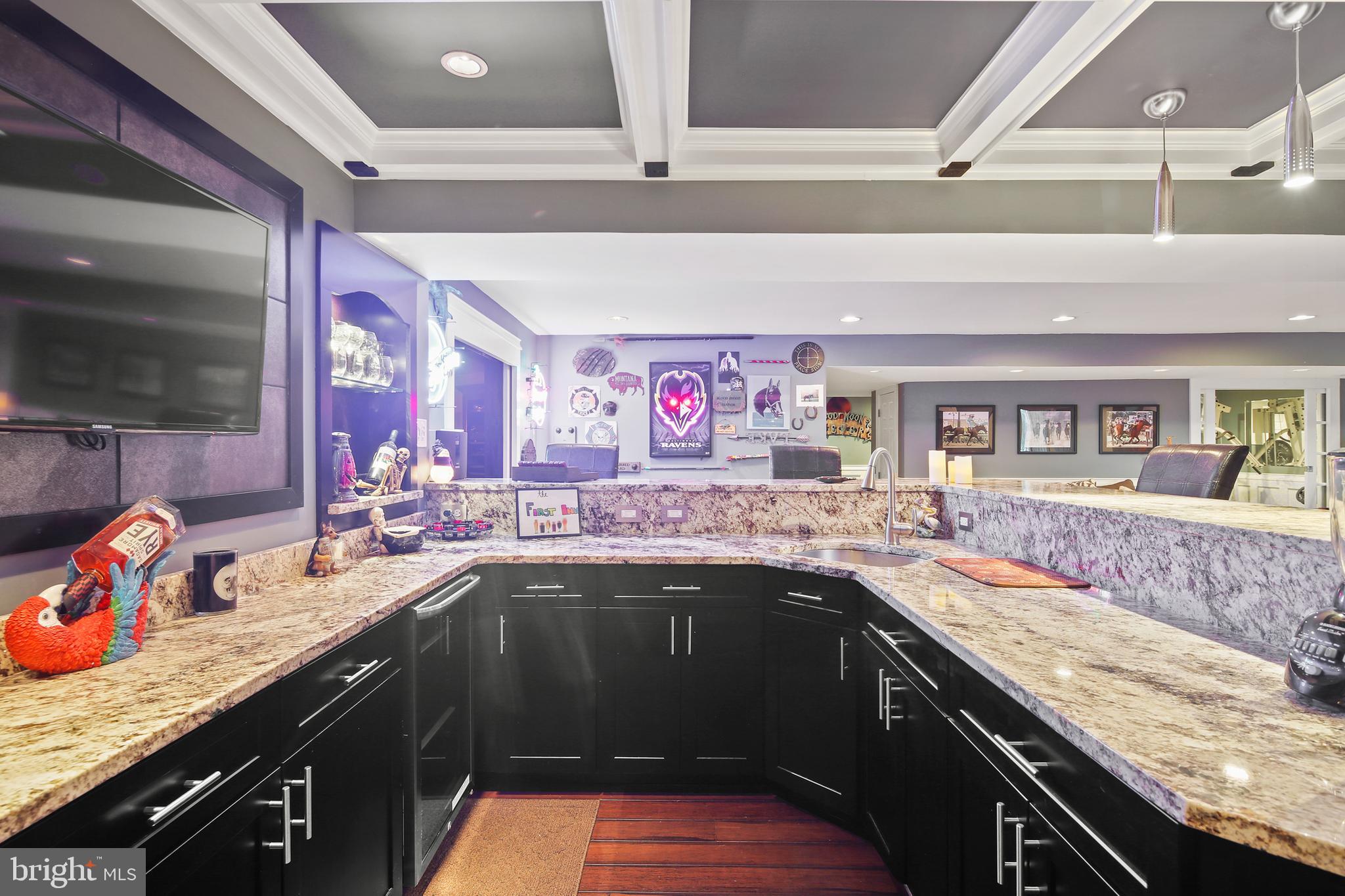 413 Ronsdale Road Sykesville, MD 21784 - Photo 33 of 46 Custom bar w/ granite countertops, mini fridge