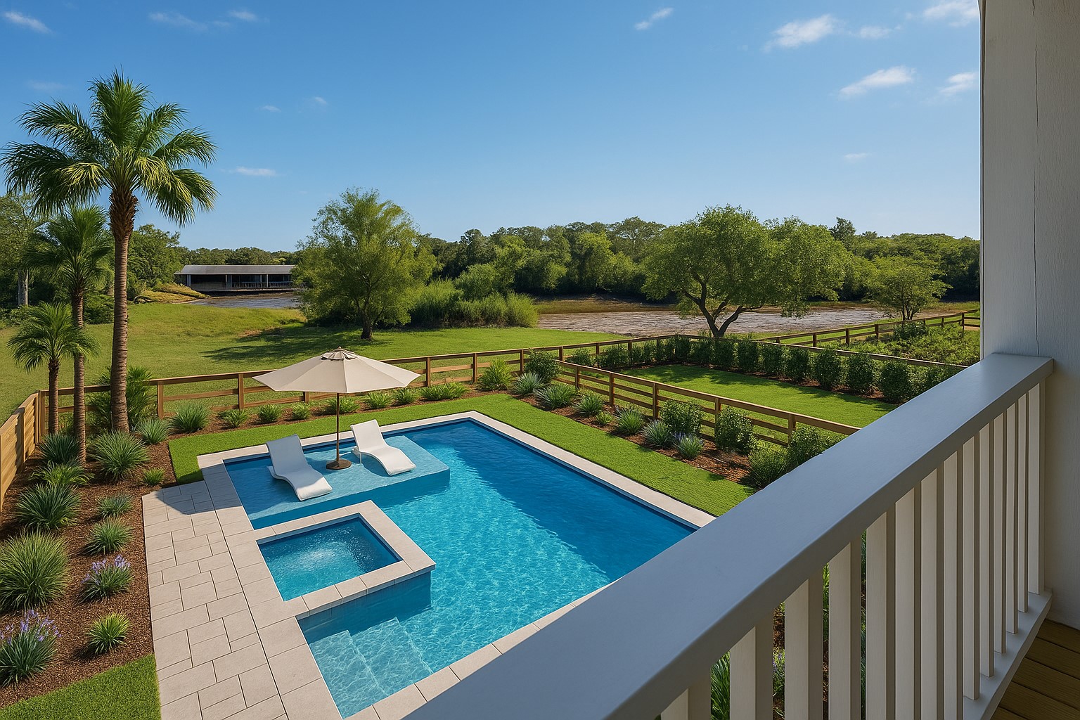 3845 Water Street Dickinson, TX 77539 - Photo 2 of 38 There is plenty of room to build your dream pool with views of the Dickinson Bayou. This photo has been virtually enhanced with a pool scape.