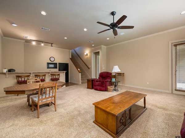 a living room with furniture